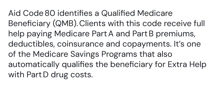 Detailed explanation of Aid Code 80 and benefits